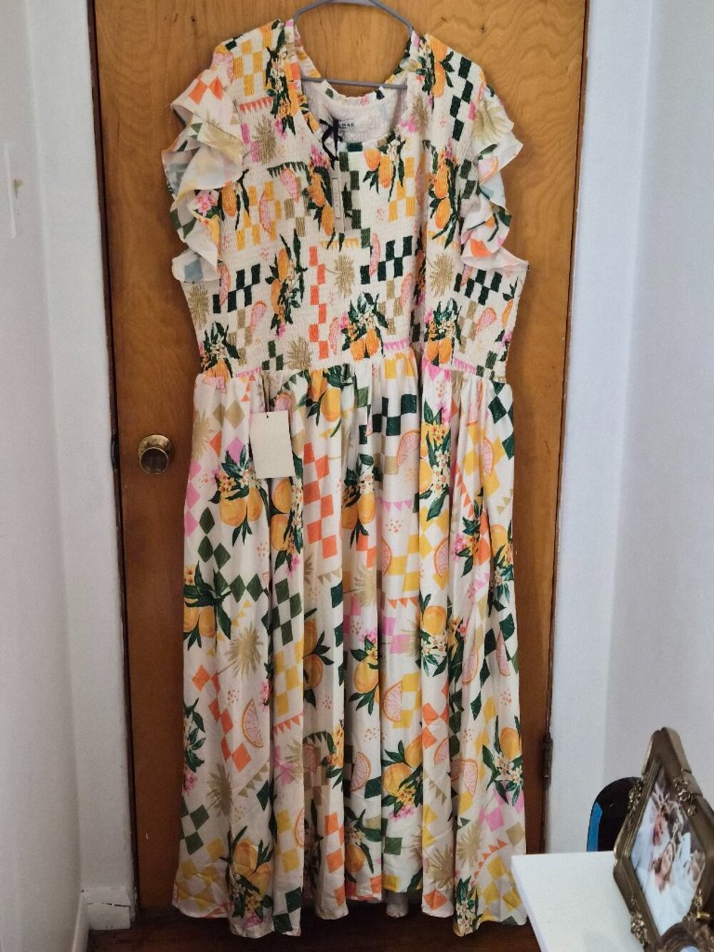 NWT JessaKae Solana Dress Citrus Print Smocked Maxi Dress Size 6X